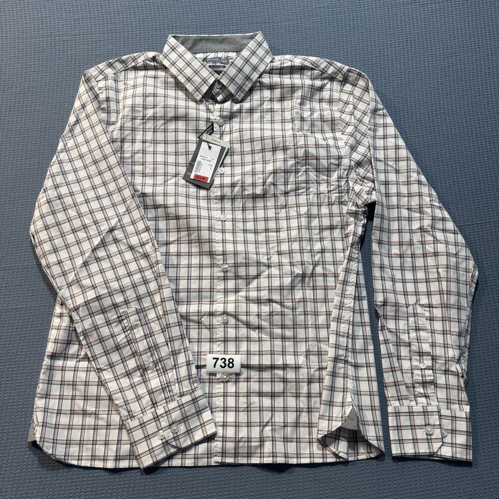Van Heusen Men's Regular Fit Button Down Collar Dress Shirt‎ Sz L Brand New